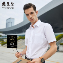 Youngor short-sleeved shirt summer new official mens business casual cotton polyester free hot white thin all-match shirt tide