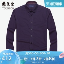 Youngor long-sleeved shirt spring and summer youth business casual exquisite free ironing DP slim stretch shirt men 9756