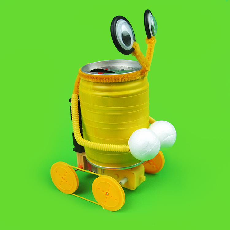 diy科技小制作 易拉罐外星人铁罐机器人环保小发明 科学手工作业