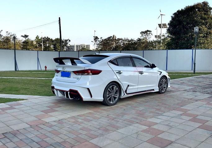 现代领动ex款大包围改装 领动前后保险杠侧裙加装小尾翼