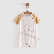 Special clearance baby Summer thin short sleeve ha clothes out baby jumpsuit cute summer cotton outside