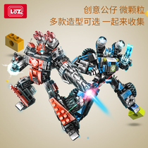 Loz Li Wise Small Grain Building Block Deformation Car Man Children Puzzle Assembly Boy 6-10-12-year-old spelling toy