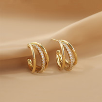 Simple cold wind stud earrings womens high-grade sense of gold earrings temperament wild net red earrings 20201 new trend