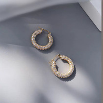 Full diamond circle earrings female high sense light luxury temperament goddess fan sterling silver ear ring ins wind 2021 new trend 0