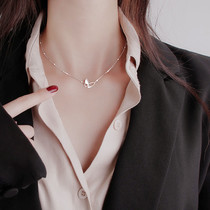 Butterfly necklace Womens light luxury niche high-grade sterling silver exquisite clavicle chain 2021 new temperament pendant does not fade