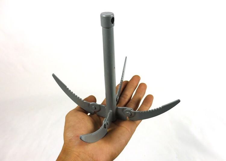 折叠双钩四钩水草锚刀 水草刀 水草克星带齿镰刀小船锚 钓鱼锚刀