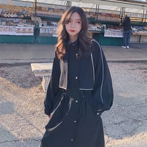 2021 Spring and Autumn Korea Hepburn wind long knee Net red windbreaker women loose waist chic harbor wind coat tide