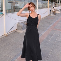 South Korea 2021 summer net celebrity sexy suspender dress female thin French mid-length beach vacation sundress