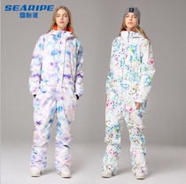 Xueyipai one-piece ski suit womens double board snowboard clothing pants suit windproof waterproof warm ski equipment