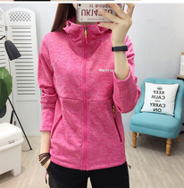 Fleece clothing womens elastic outdoor autumn and winter casual sports mountaineering hiking clothing cardigan plus velvet thickened soft shell jacket