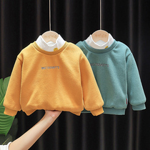 Baby sweater plus velvet autumn and winter New 1-2-3 years old 4 baby foreign clothes boys winter high neck jacket warm