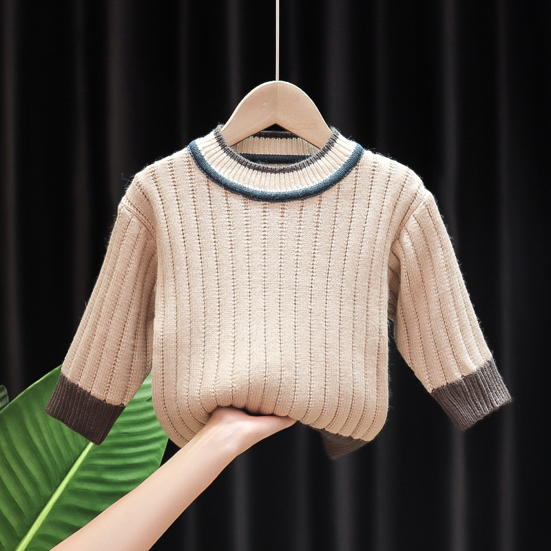 Childrens clothing mens baby sweater 2020 new baby childrens spring and autumn tops solid color knitwear childrens sweater tide