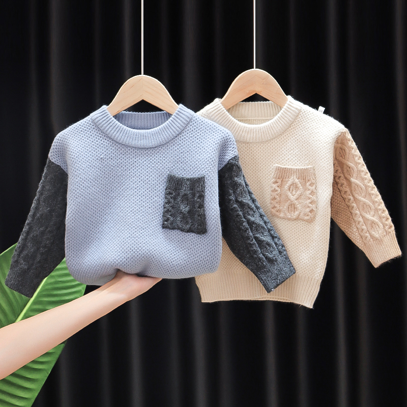 Childrens clothing mens baby pullover sweater Baby spring and autumn new knitwear boy Korean version of foreign air sweater tide