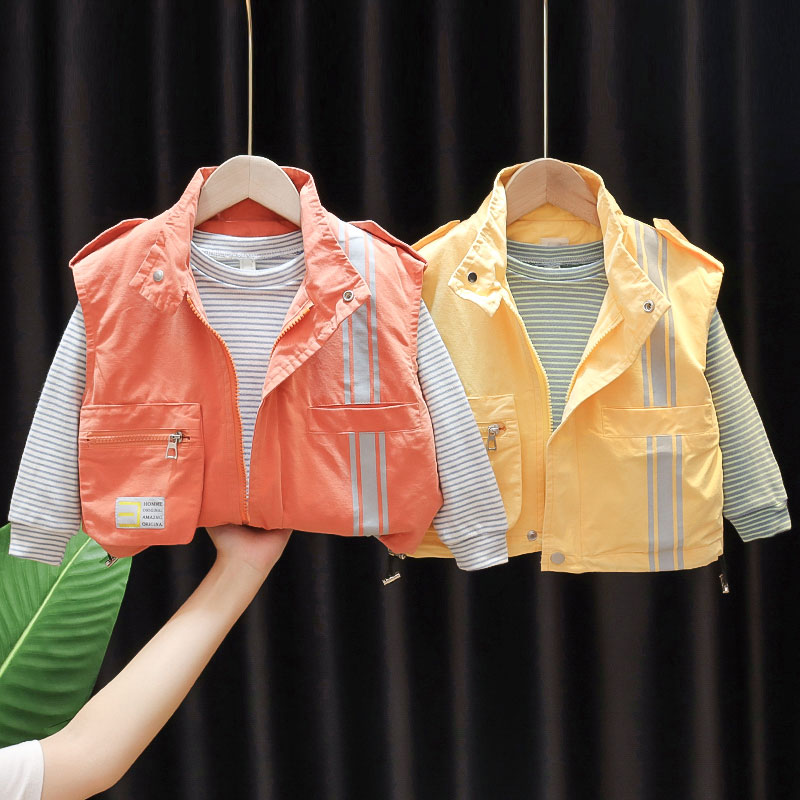 Childrens clothing boy autumn suit 2020 new childrens spring and autumn waistcoat Korean version fashion baby two-piece set tide