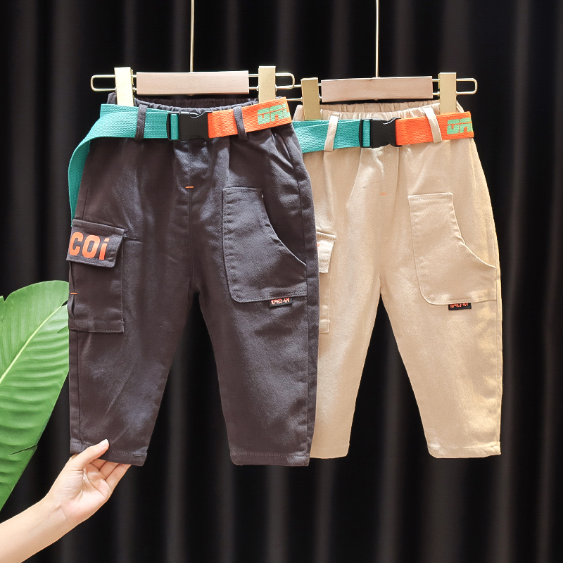 2020 new boy spring and autumn overalls foreign air baby children Korean version handsome baby loose casual pants tide