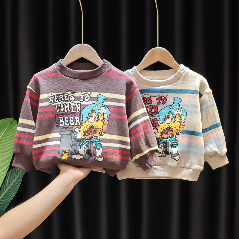 Boy spring and autumn sweater new childrens clothing children 1 baby 2 infants 3 years old 4 foreign air cartoon top bottom shirt tide