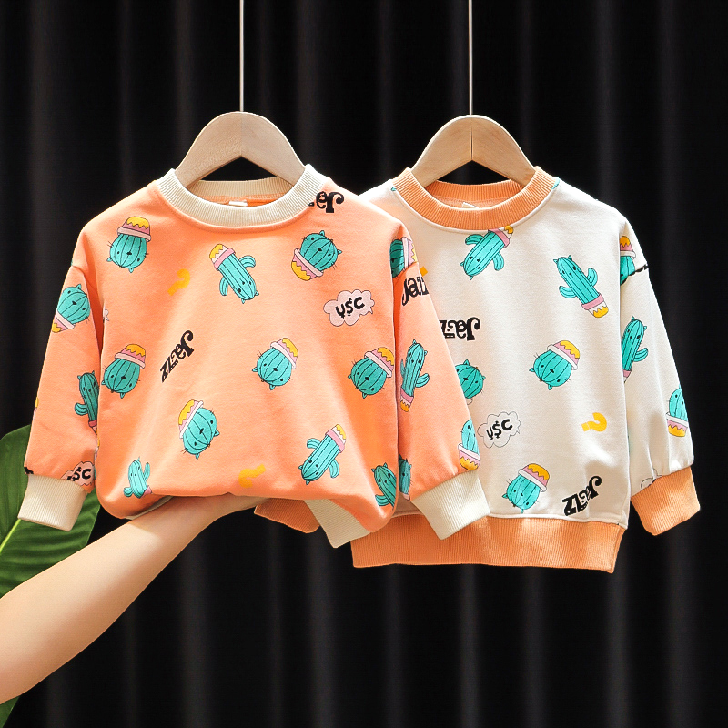 Boys 2020 autumn new sweater baby childrens foreign air cartoon top Korean version handsome baby bottom shirt tide
