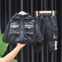 Childrens winter suit new Korean boy workwear cotton pants baby baby sports warm two-piece tide