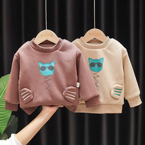 Boys and childrens clothing winter New style 1-2-3 years old 4 baby cartoon print top round neck pullover