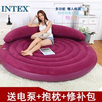 Send pump luxury flocking double lazy sofa bed with pillow round inflatable sofa bed