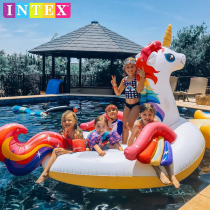 INTEX adult water floating horse unicorn swimming ring Flamingo floating row swimming pool net red inflatable floating bed