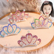 Korean childrens hair accessories headwear Girls cute Crown Princess little girl rhinestone crown hairclip baby hair comb