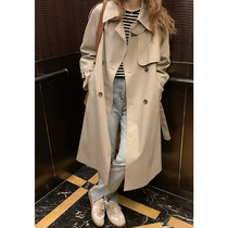 Early autumn khaki windbreaker womens long model 2021 Spring and Autumn new small man temperament Korean coat autumn