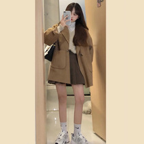 Temperament short Korean version of woolen coat women 2021 autumn and winter New woolen coat Hepburn wind small man thickened