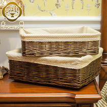Golden willow wicker basket storage basket rattan basket set two key storage box storage basket desktop storage finishing