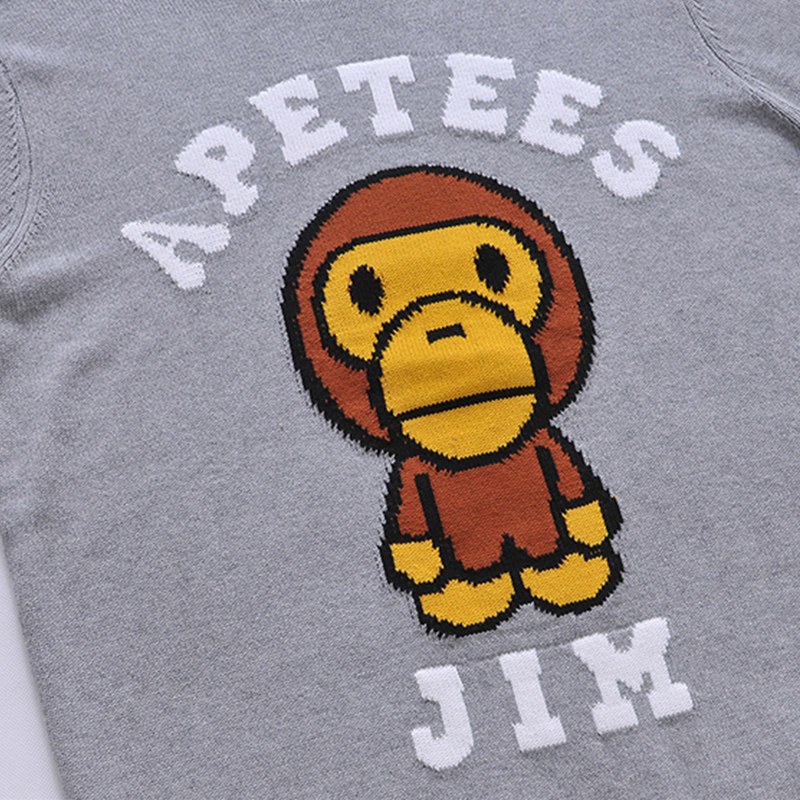 安逸猿男式毛衣圆领秋冬季大码青春流行卡通毛衣男士修身韩版外套