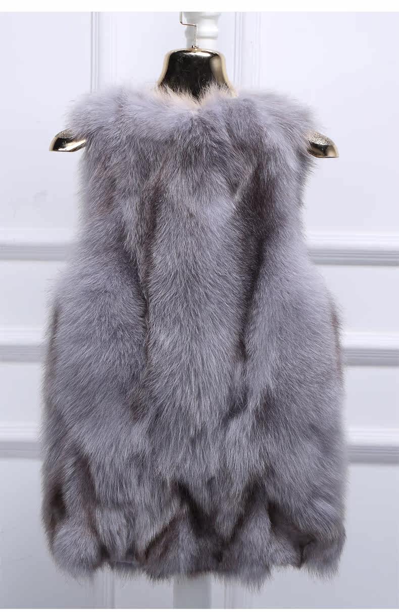 zqqz中长款狐狸毛马甲 海宁皮草背心2017冬新款 修身皮草外套d143