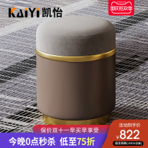 Light luxury makeup stool round stool small leather stool Nordic fabric soft stool bedroom Net red dressing stool minimalist desk stool
