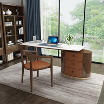 Rock Board Solid Wood Desk Modern Light Extravagant Corner New Chinese Computer Desk White Wax Wood Book House Home Writing Desk