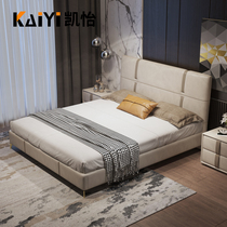 Italian light luxury leather bed Nordic modern atmospheric double bed 2*22 meters wide bed master bedroom wedding bed new