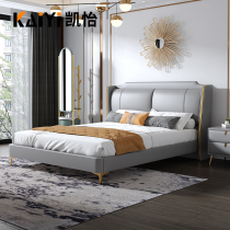 Light Extravagant Bed Genuine Leather Bed Modern Minima High-end Harbor Style Tennis Red Ins 1 8 m Double Wedding Bed Master Bedroom soft bunk beds