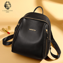 Old mans head leather shoulder bag female 2021 new fashion school bag casual wild first layer cowhide small backpack womens bag