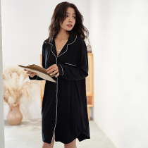Modal cotton Korean version of long-sleeved night dress womens spring and autumn sexy cardigan large size loose pajamas home clothes winter