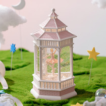 Girls birthday gift music box childrens eight-sound box Princess Crystal Lightlight Swing cure snow night lights gift