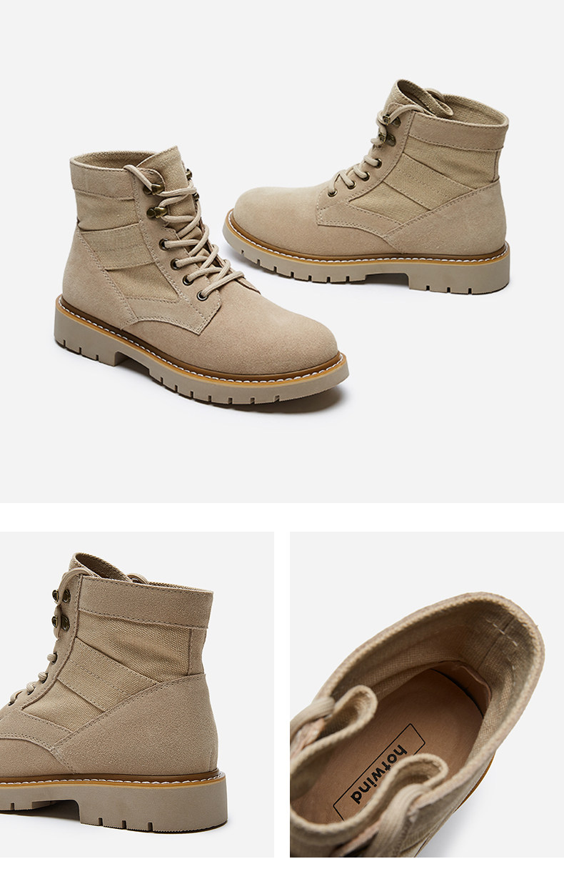 专柜同款hotwind热风2020年新款男士加绒工装军靴马丁靴