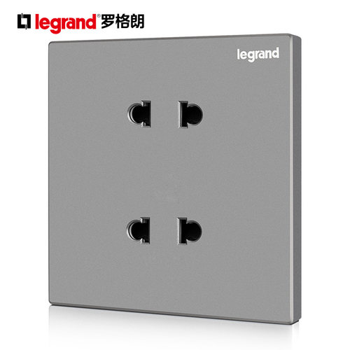 罗格朗开关插座面板逸景深砂银四孔双2孔二二插墙壁电源86型_7折现价