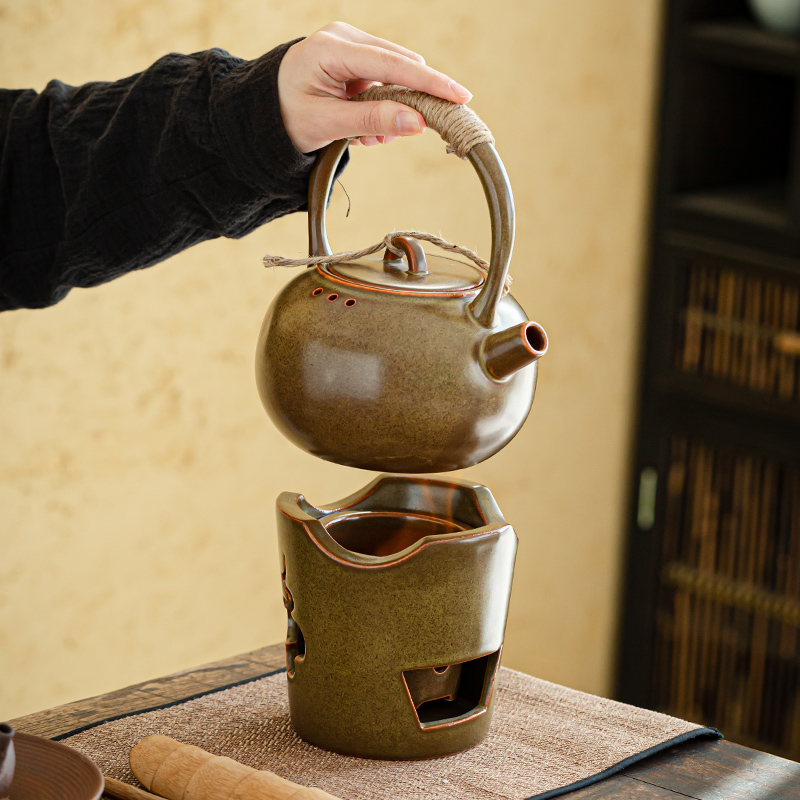 Japanese charcoal'm burning furnace girder pot of large tea stove olive charcoal stove fire boil tea complete ceramic zen kung fu tea set