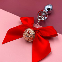 Sex Bow Bells metal anal plug adult g point men and women can use back court pull beads to expand anal plug comrades