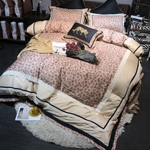 High-grade American BAO WEN pure cotton four-piece set 80 long velvet cotton satin lace edge cotton 1 8m bedding