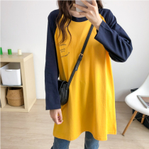 Pregnant womens autumn coat fashion pregnant womens long sleeve T-shirt spring and autumn stitching base shirt cotton breastfeeding clothes tide mother