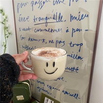 Po-Homemade Han Feng ins Cute Smiley Breakfast Cup Large Capacity Glass Oats with Coffee Yogurt Cup