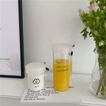 Po-homemade Korea ins French cute cartoon plastic cup with lid student portable simple casual cup