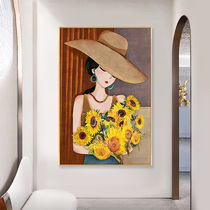 Character beauty Diamond painting 2021 new 5d full diamond sunflower living room porch vertical version point Diamond Stone show cross stitch