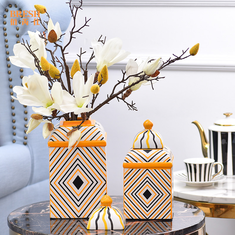 Light European - style key-2 luxury furnishing articles example room decorations ceramic vase simulation flower art for the living room table decoration