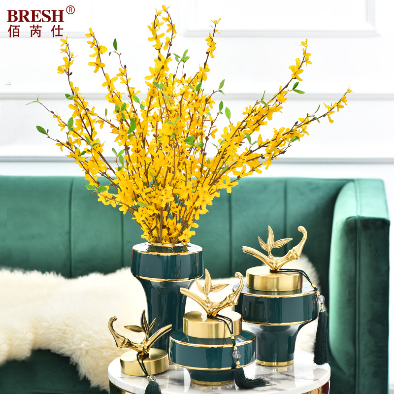 Light key-2 luxury furnishing articles home dry flower arranging flowers adornment household contracted sitting room ceramic vase decoration H1078 blackish green