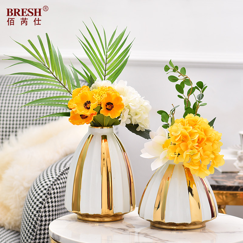 Light ceramic vase key-2 luxury living room TV cabinet wine porch desktop flower arranging household furnish furnishing articles